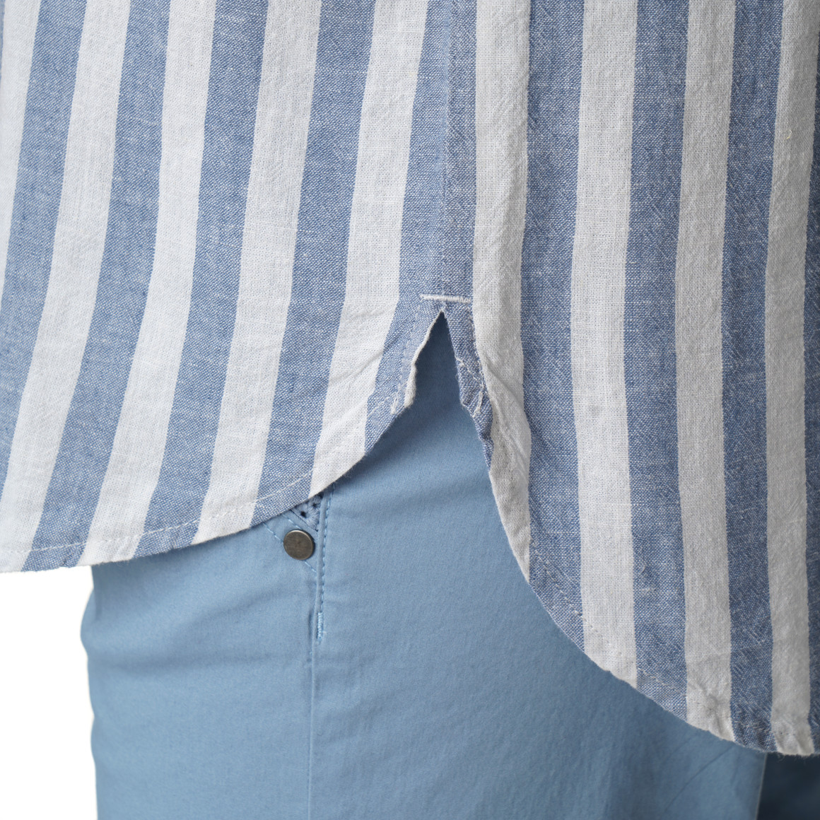 Damen Leinen-Bluse mit Streifen