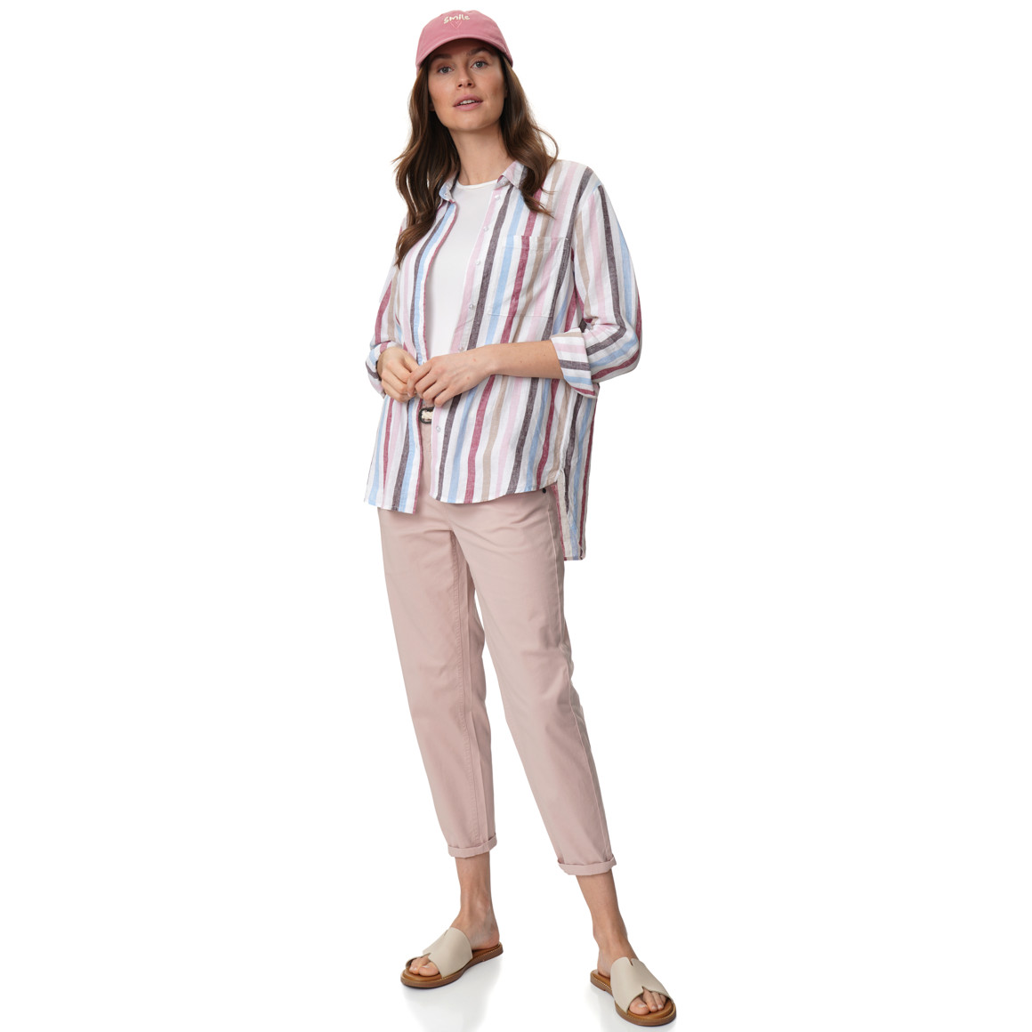 Damen Leinen-Bluse mit Streifen