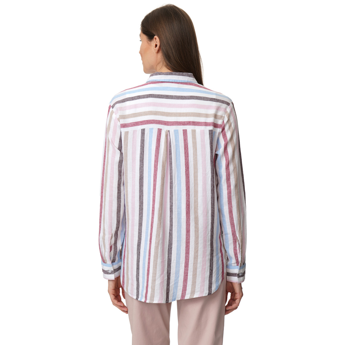 Damen Leinen-Bluse mit Streifen