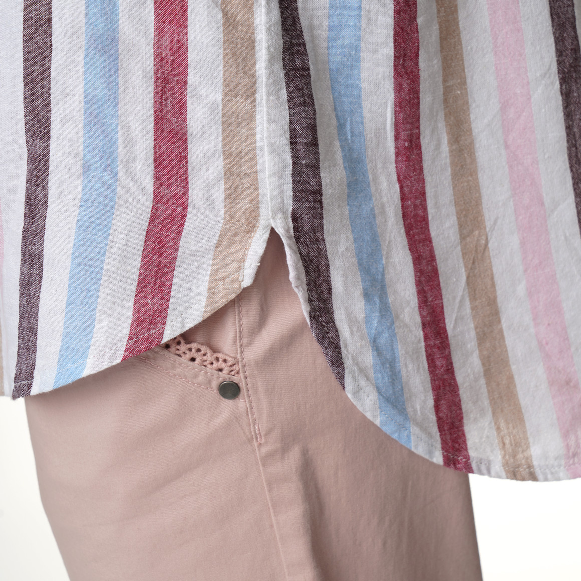 Damen Leinen-Bluse mit Streifen