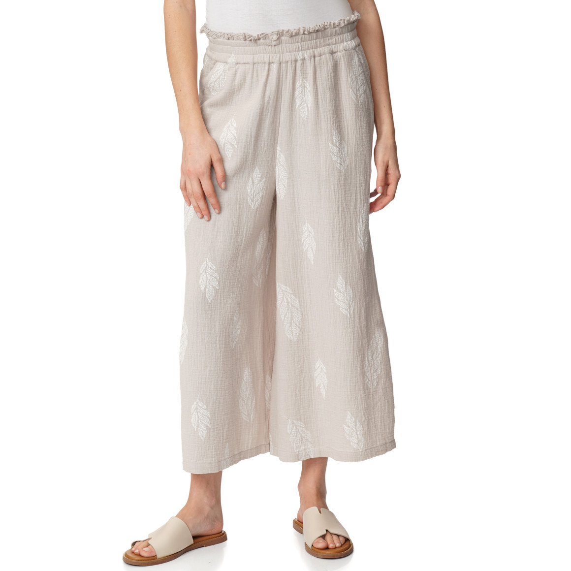 Damen Musselin-Hose mit gerüschtem Bund