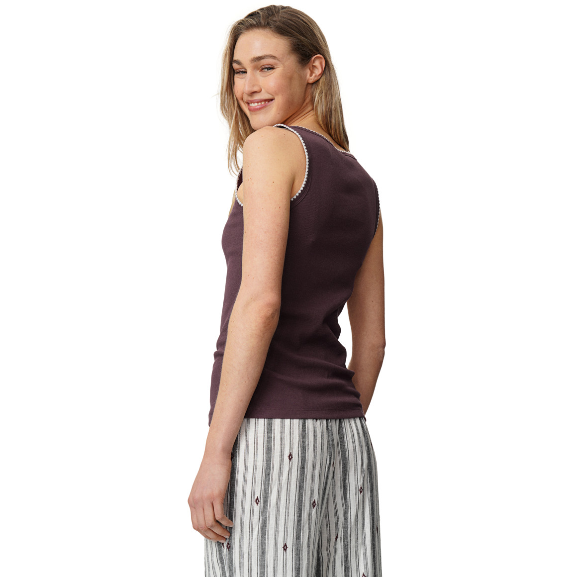 Damen Top mit Rippstruktur