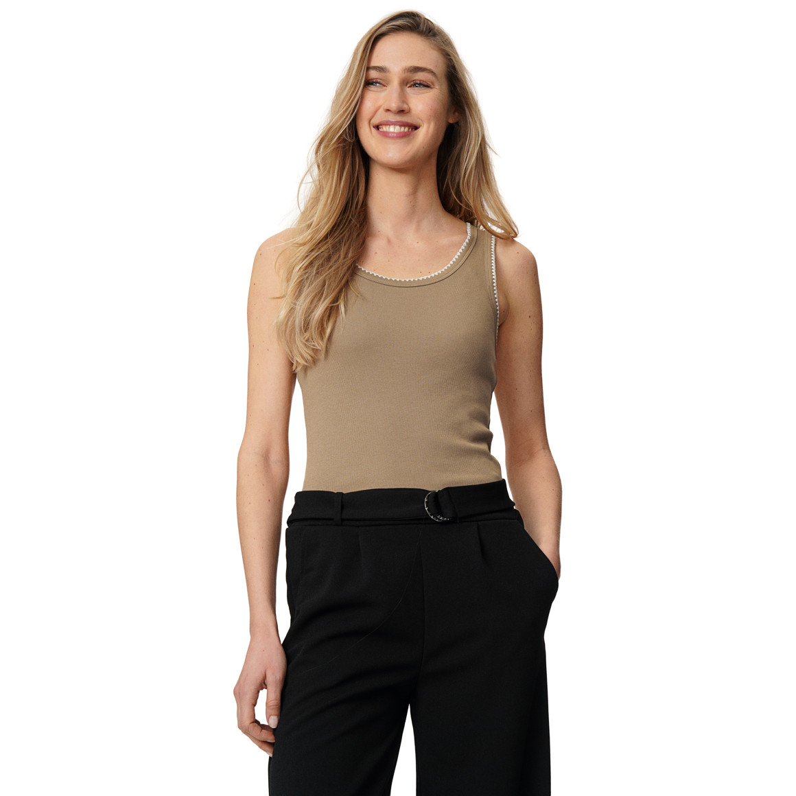 Damen Top mit Rippstruktur