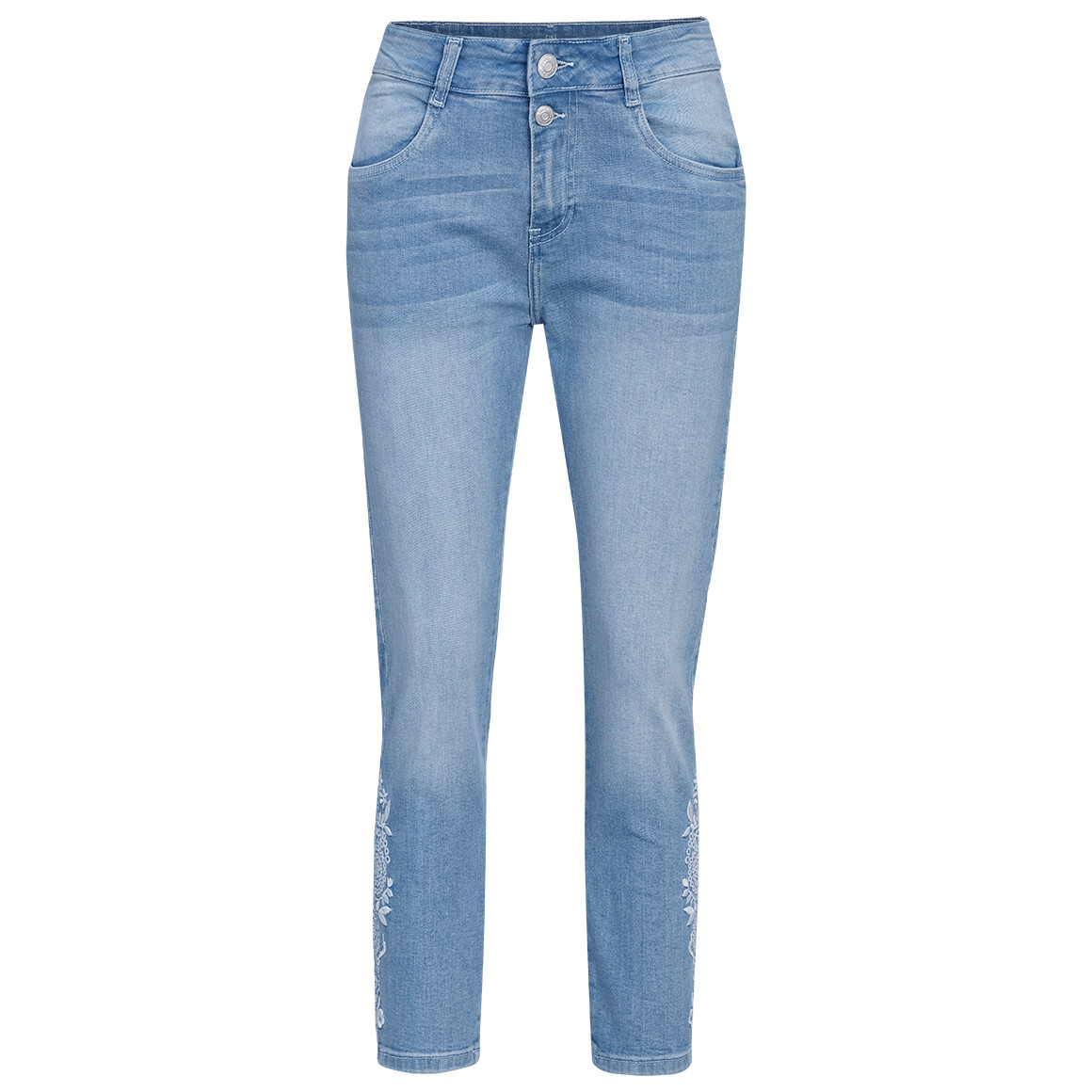 Damen Slim-Jeans in Used-Waschung