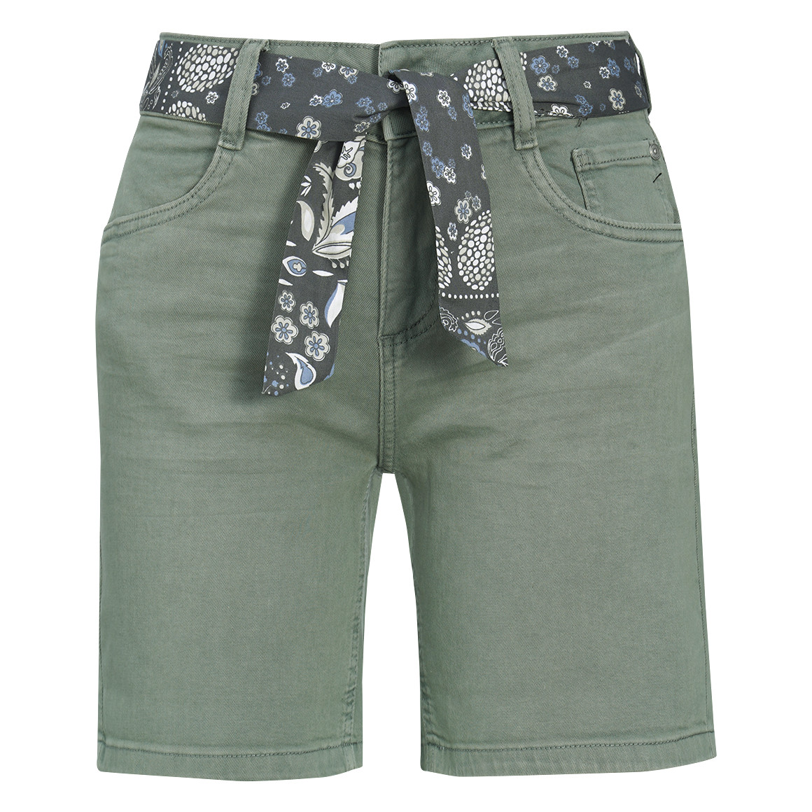 Damen Jeans-Shorts mit Bindegürtel