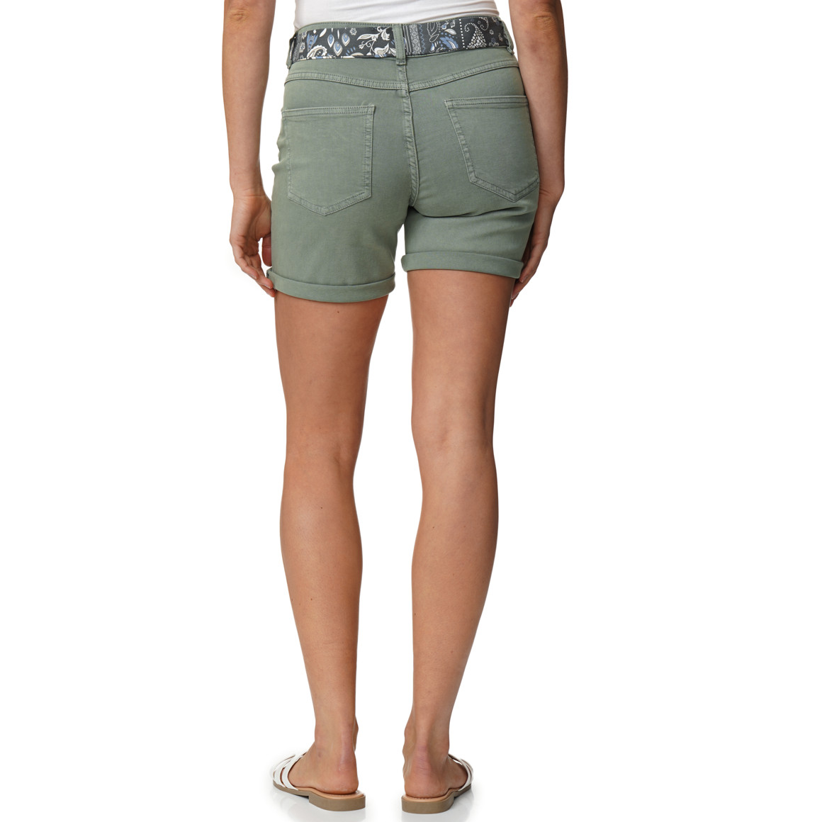 Damen Jeans-Shorts mit Bindegürtel