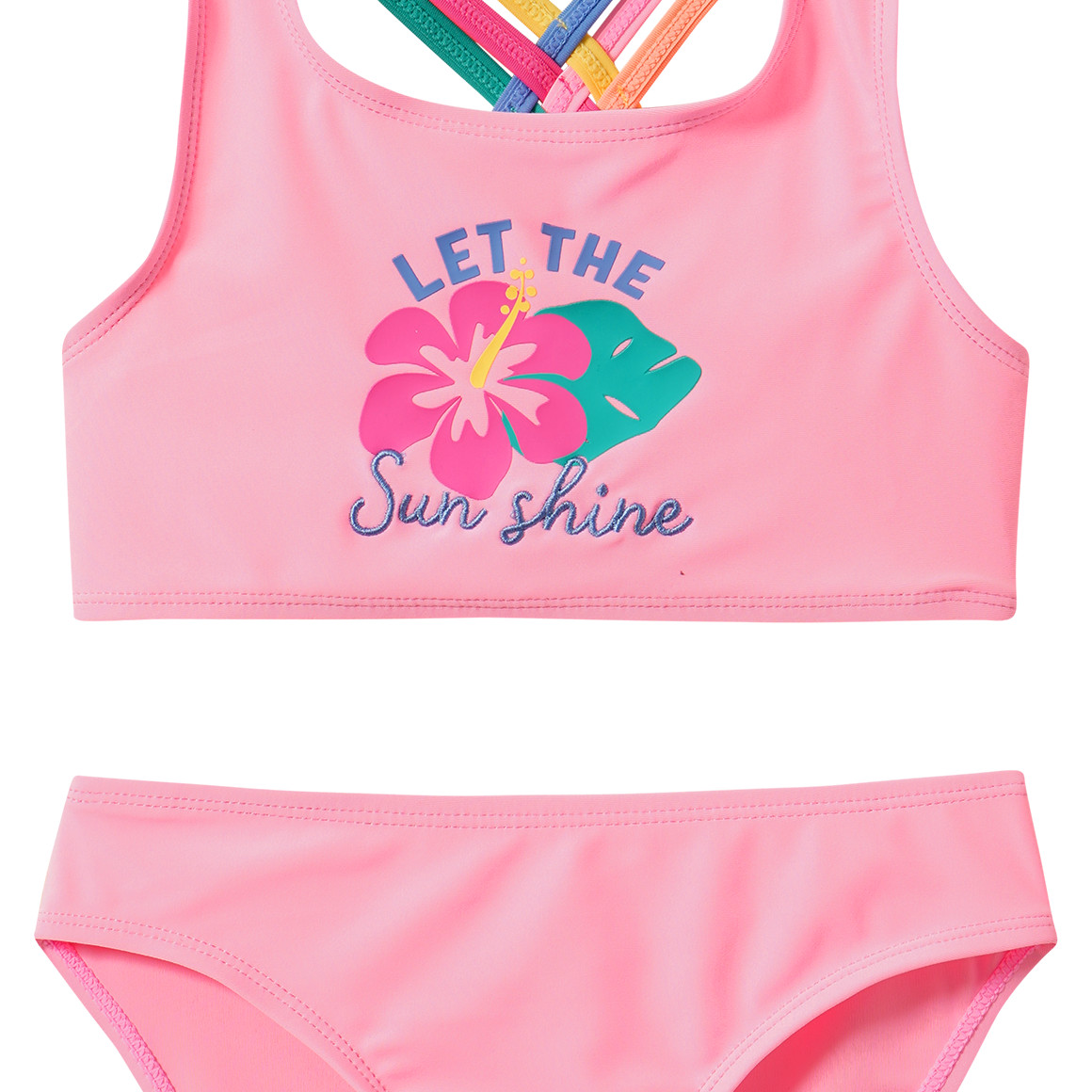 Mädchen Bikini mit bunten Trägern