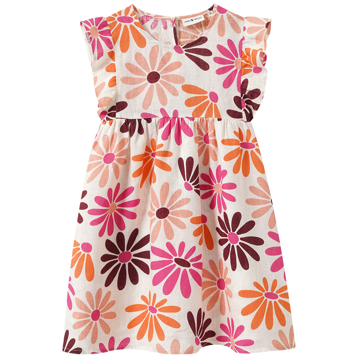 Linnen meisjesjurk met all-over patroon