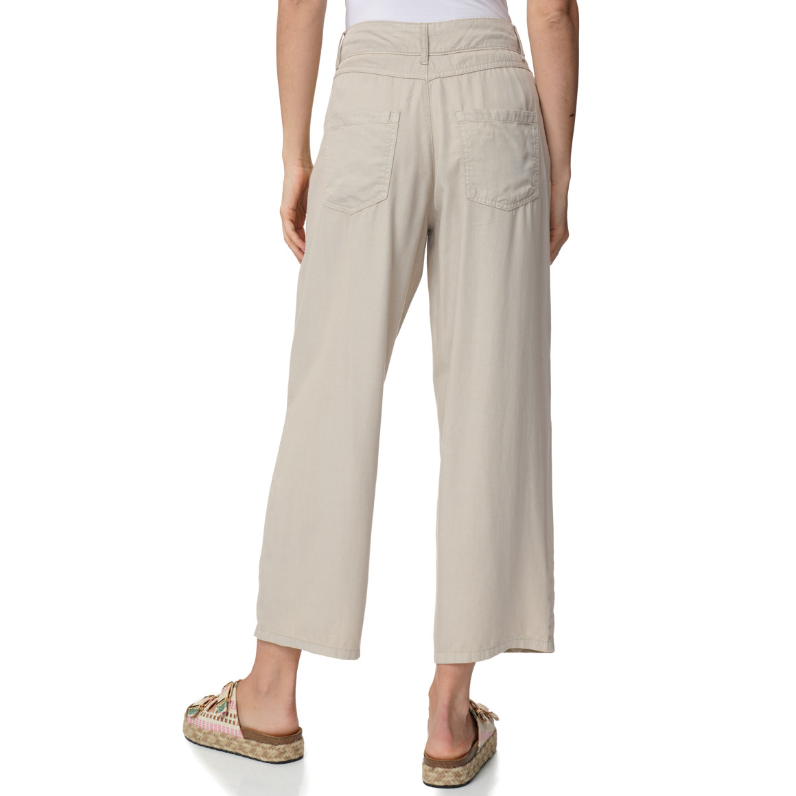 Damen Wide-Leg-Hose mit Knopfleiste
