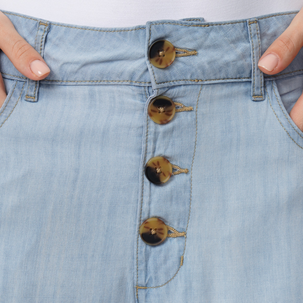 Damen Wide-Leg-Hose mit Knopfleiste