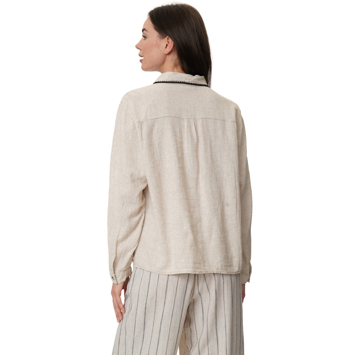 Damen Leinen-Bluse mit Knopfleiste