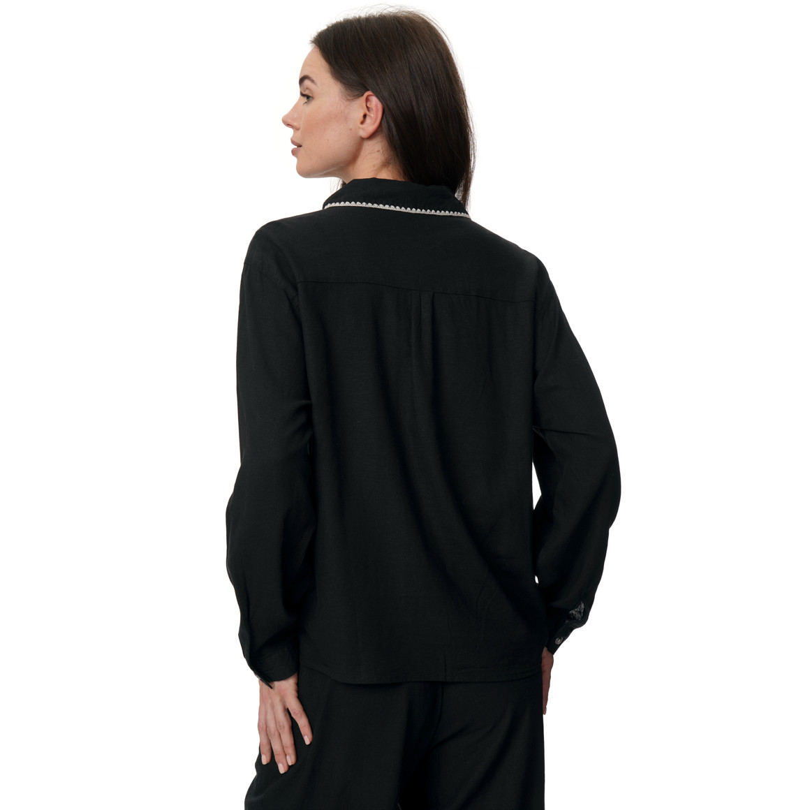 Damen Leinen-Bluse mit Knopfleiste