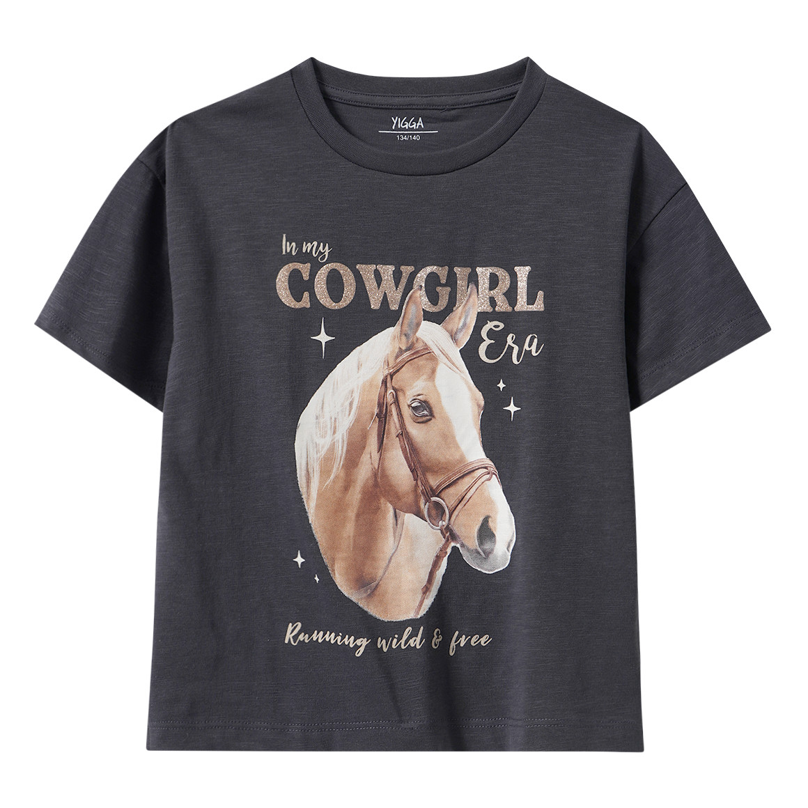 Mädchen T-Shirt mit Pferde-Print