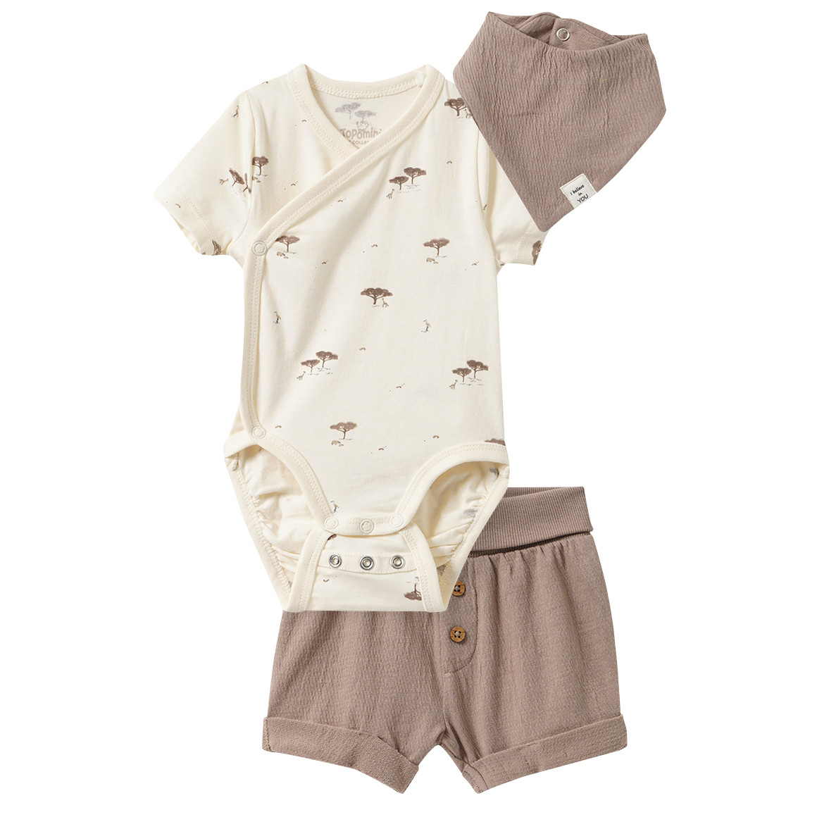 Newborn set met body, short en bandana