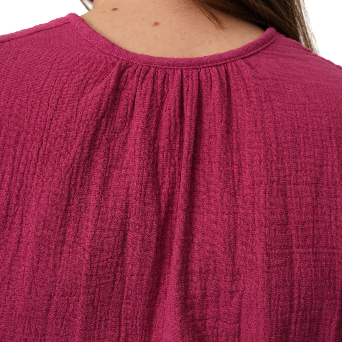 Damen Musselin-Bluse mit Kordel-Ausschnitt