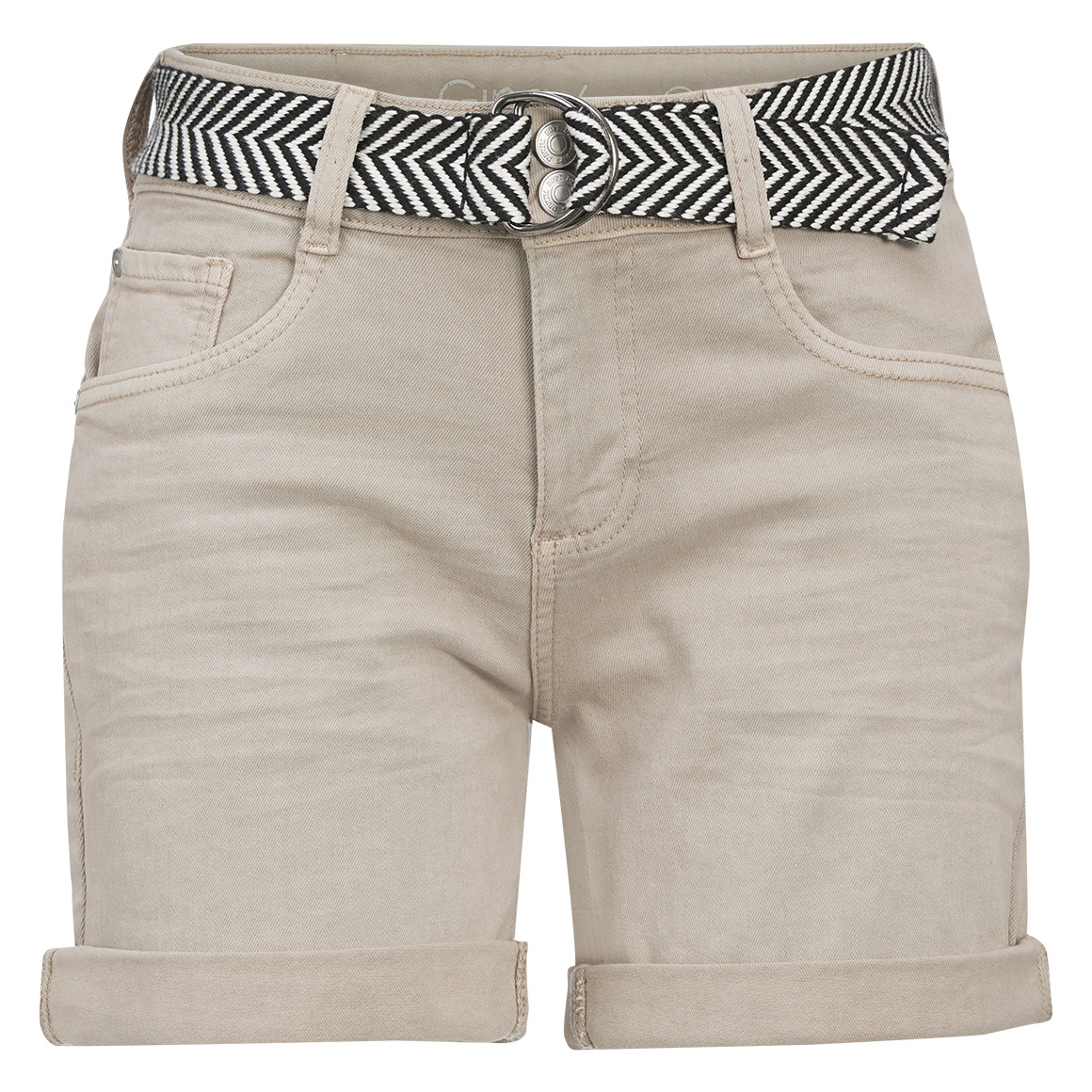 Damen Boyfriend-Jeansshorts mit Gürtel