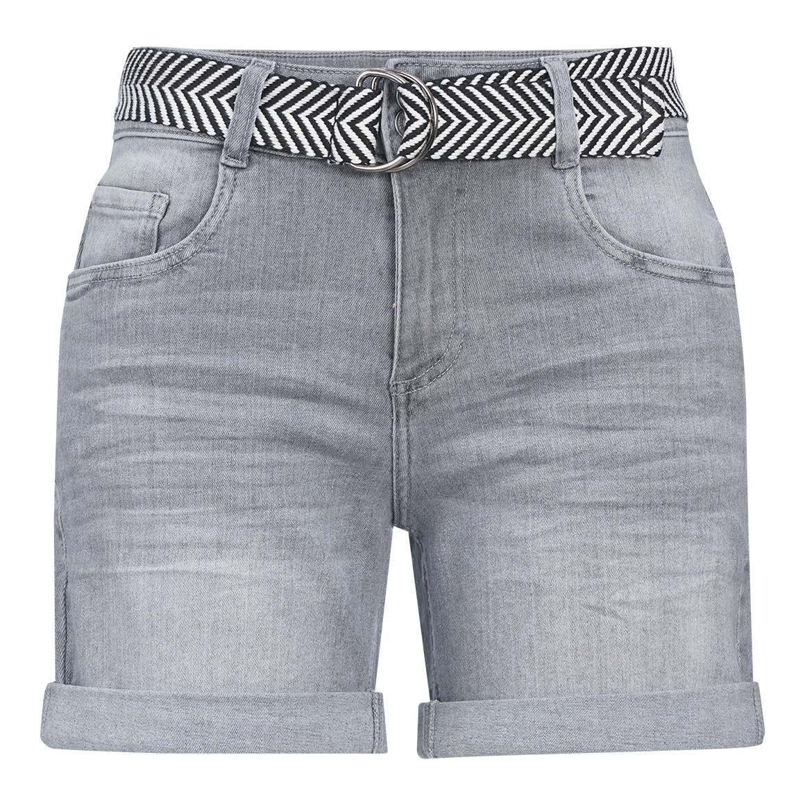 Damen Boyfriend-Jeansshorts mit Gürtel