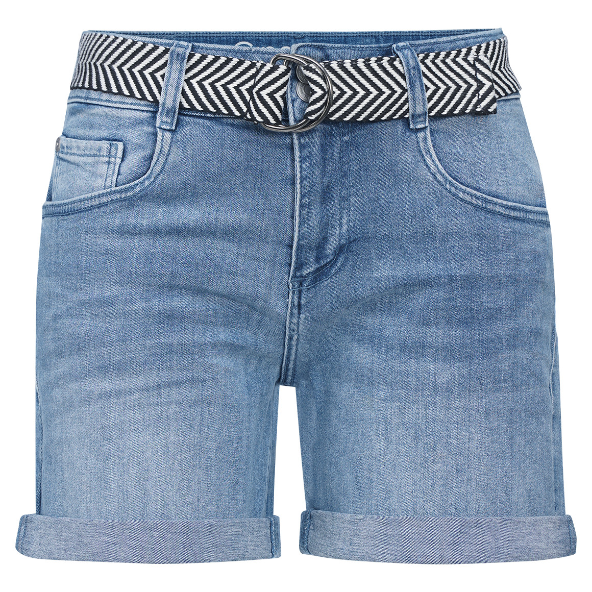 Damen Boyfriend-Jeansshorts mit Gürtel