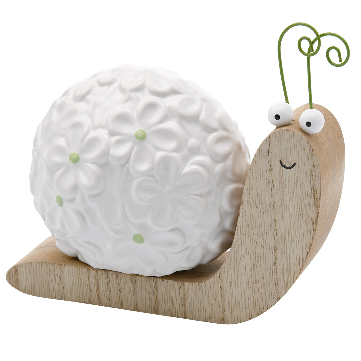 Decoratieve slak met keramische bloem