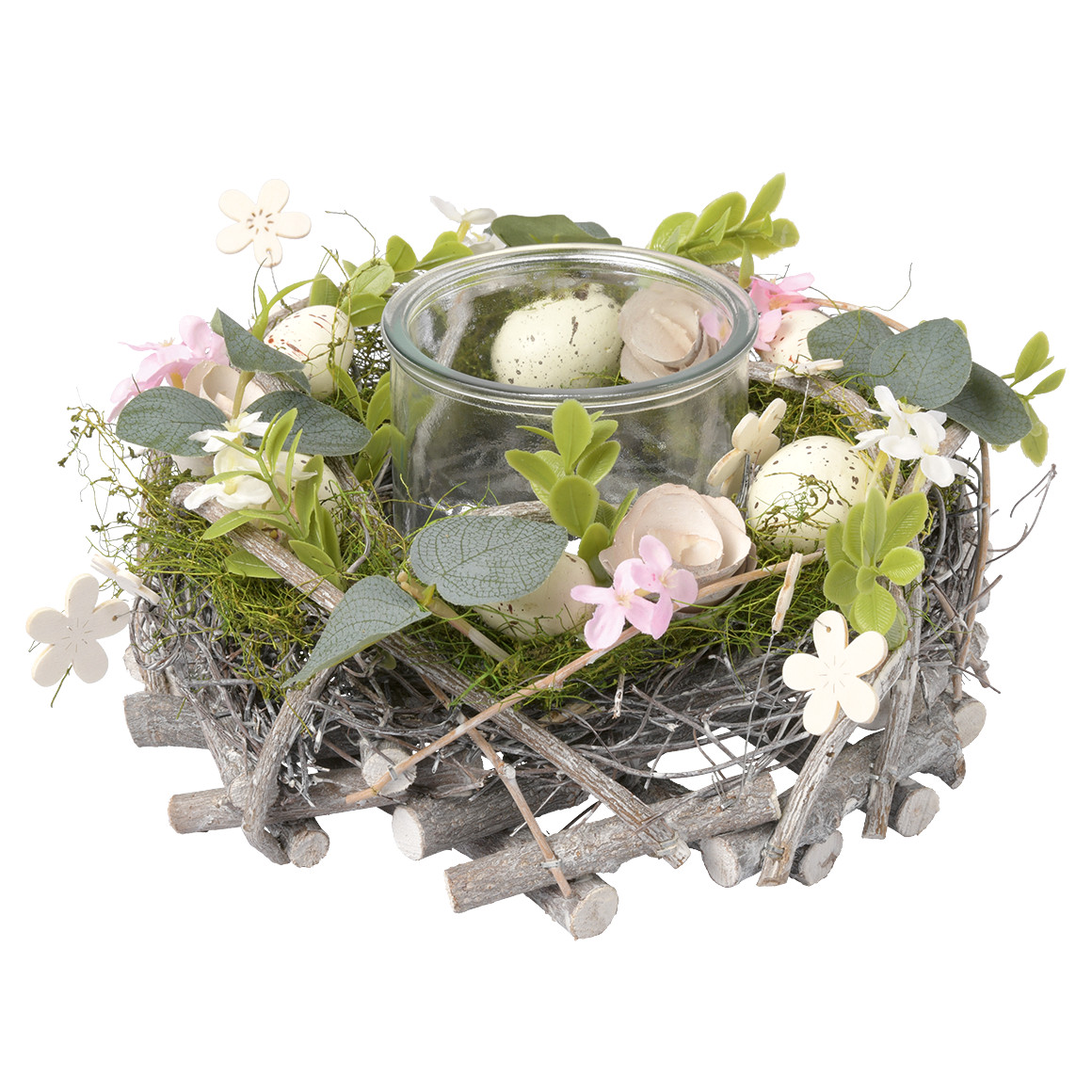 Decoratieve krans met windlicht