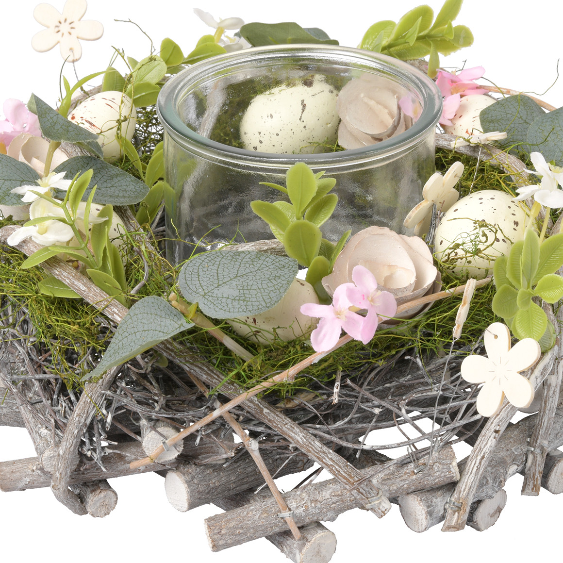 Decoratieve krans met windlicht