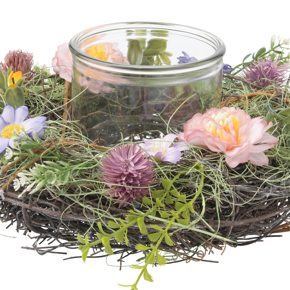 Decoratieve krans met windlicht