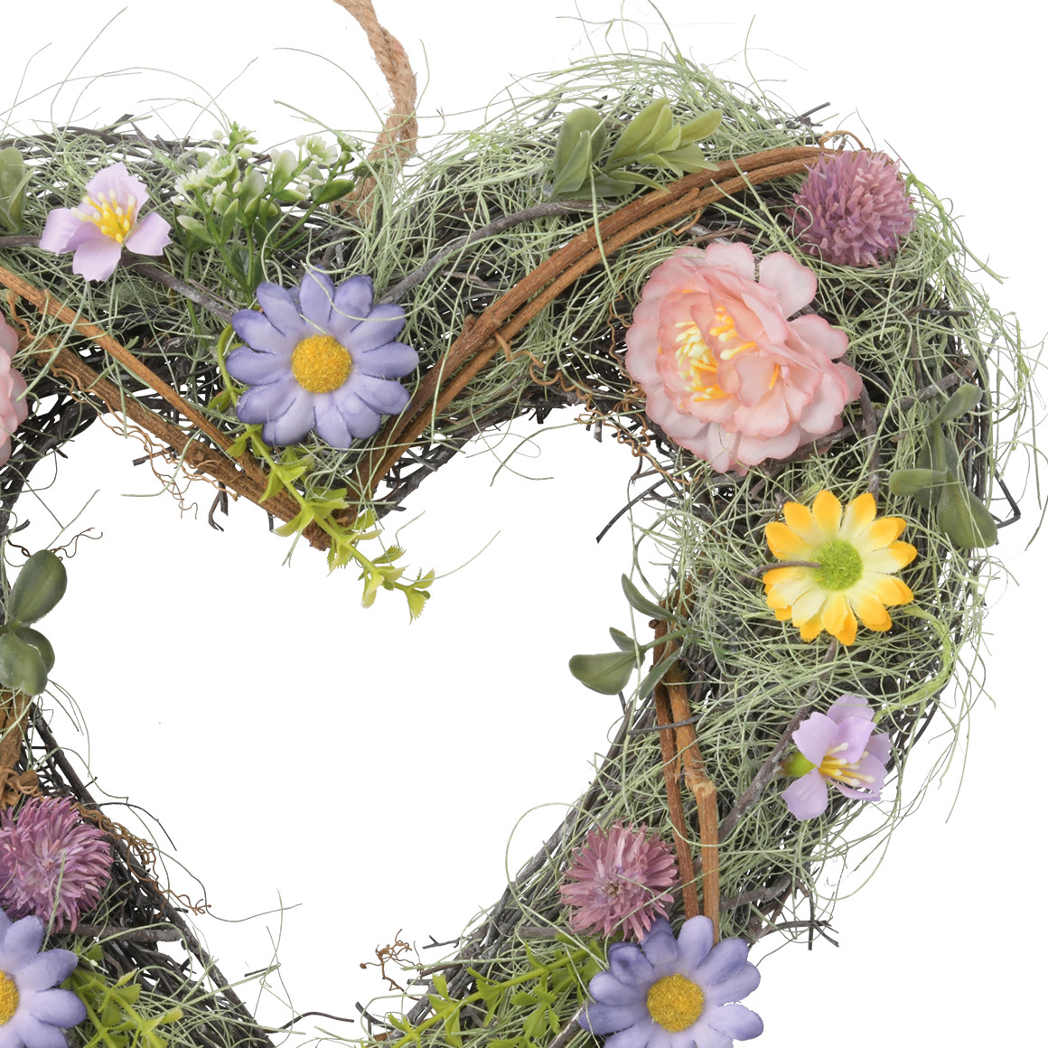 Decoratieve hanger hart met kunstbloemen