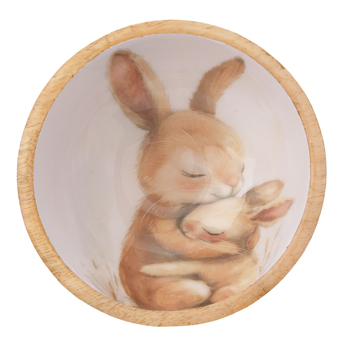 Holzschale mit Hasen-Motiv