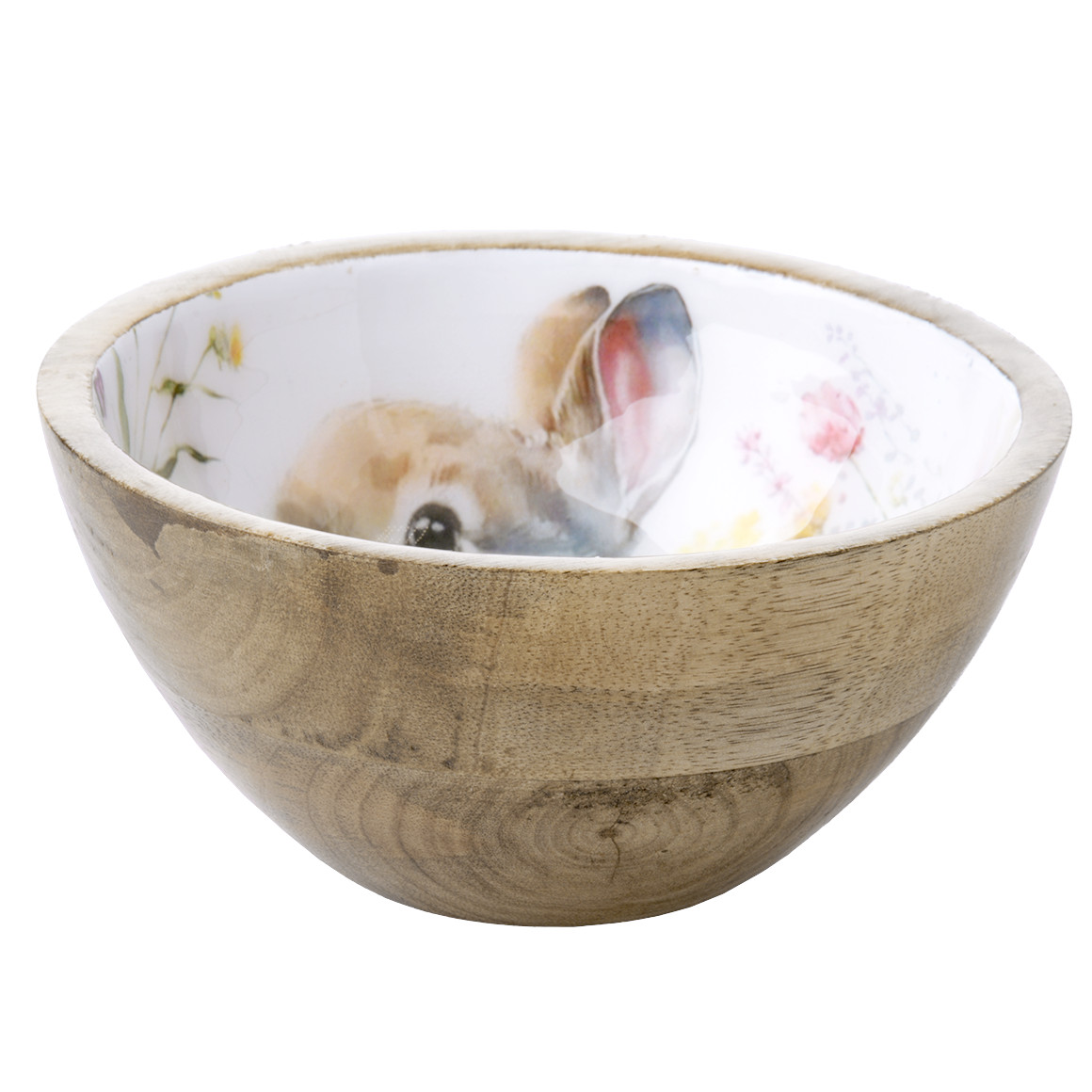 Holzschale mit Hasen-Motiv