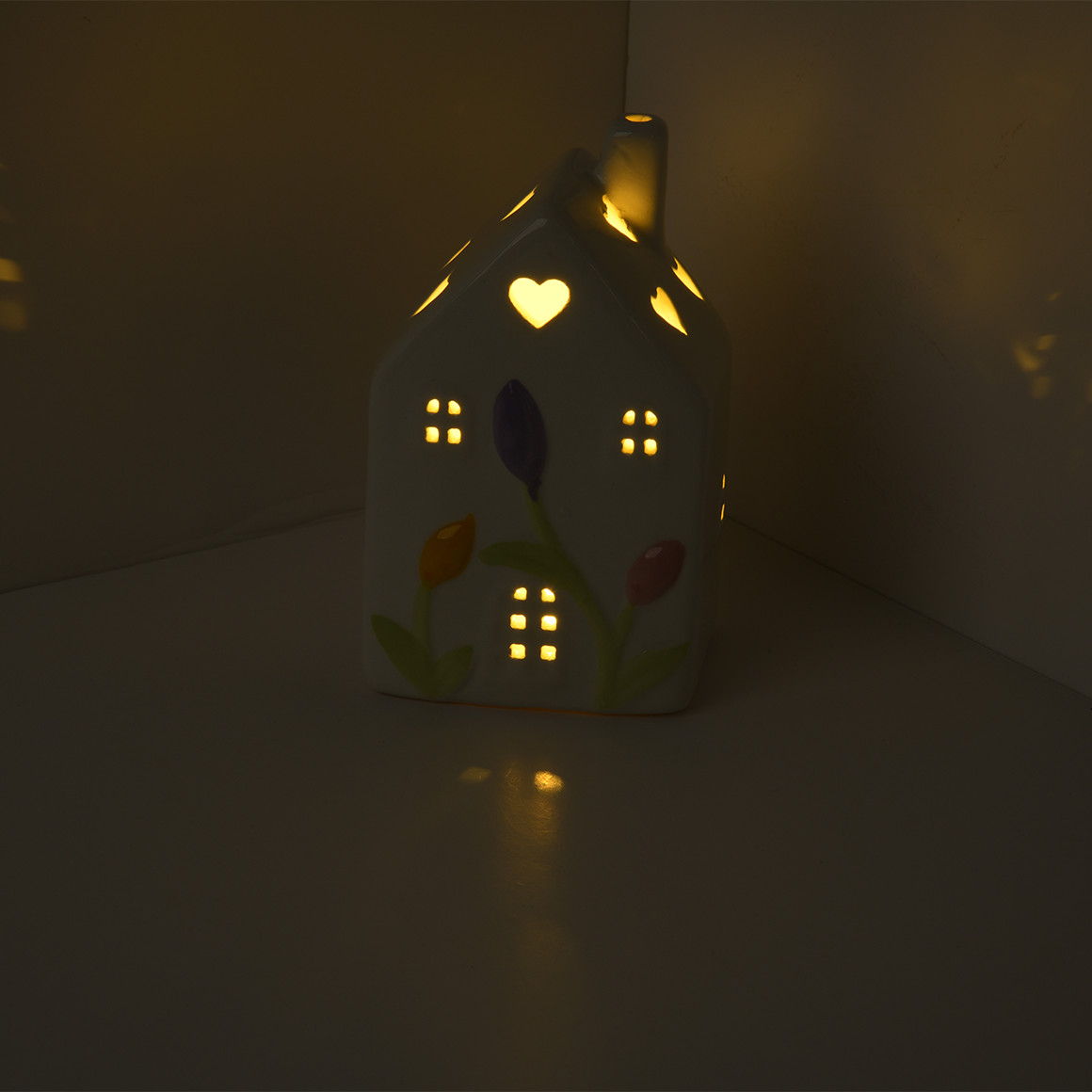 LED-Haus mit Tulpen-Motiv