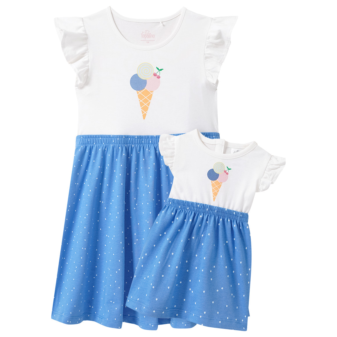 Meisjesjurk en poppenjurk in set