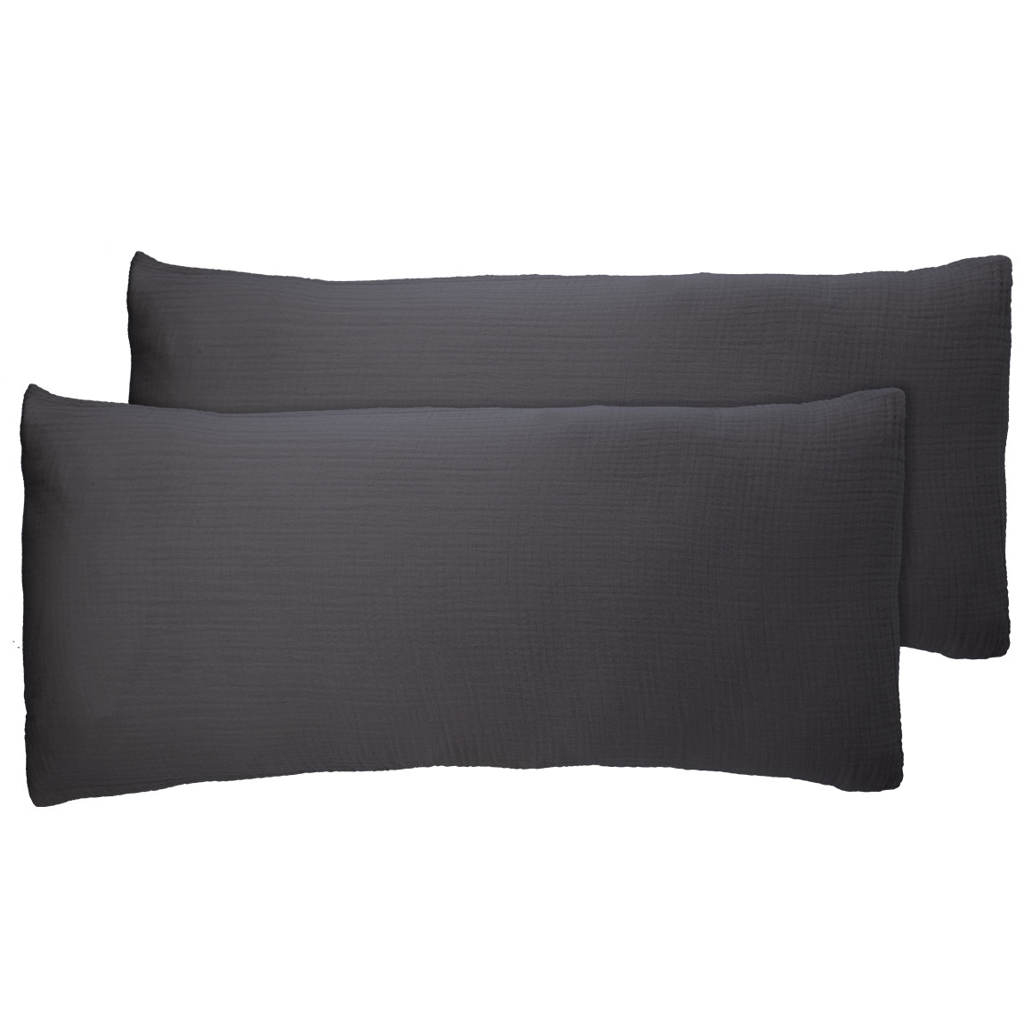 2 mousseline kussenslopen effen kleur