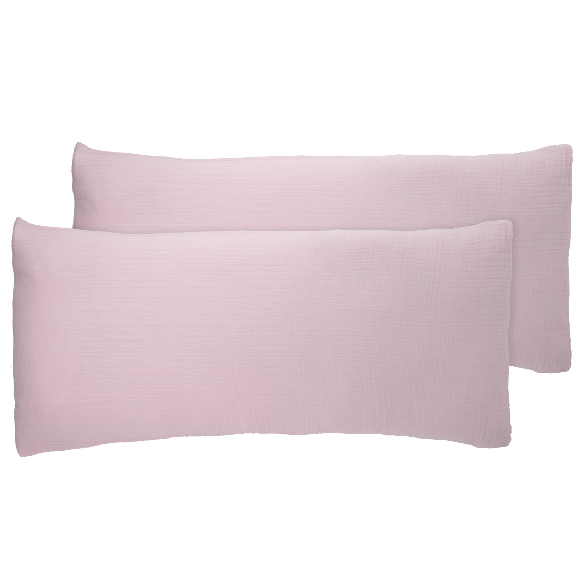 2 mousseline kussenslopen effen kleur