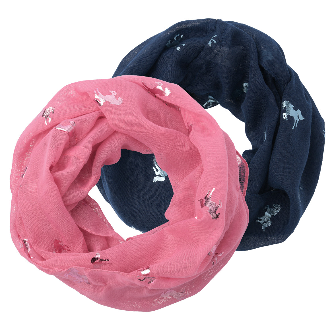 2 Mädchen Rundschals mit Allover-Print