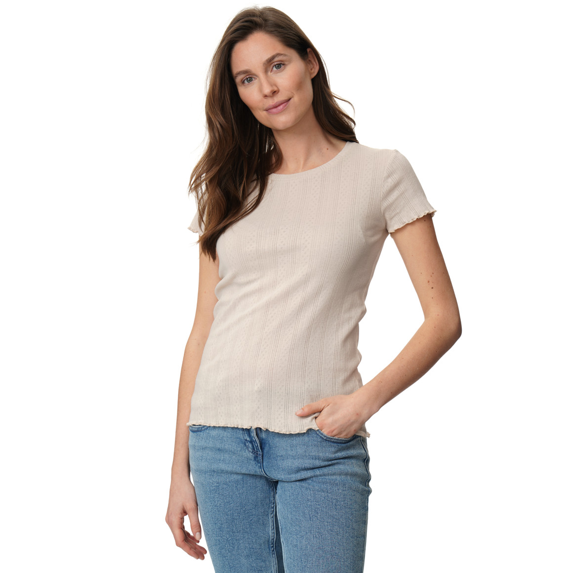 Dames T-shirt met ajour-patroon