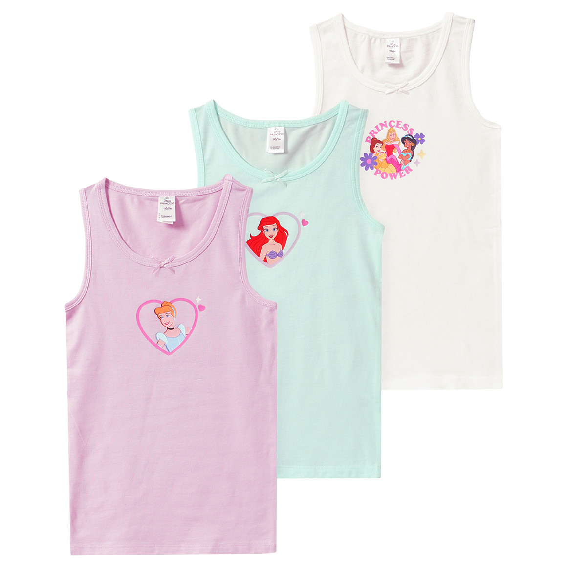 3 Disney Prinzessin Unterhemden mit Prints