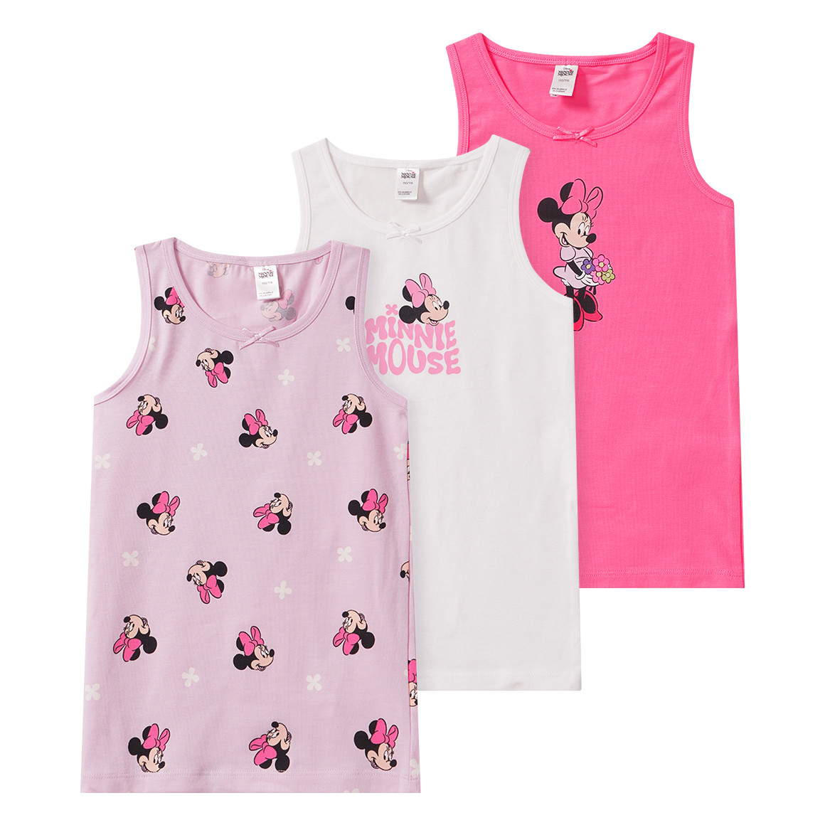 3 Minnie  Maus Unterhemden mit Prints