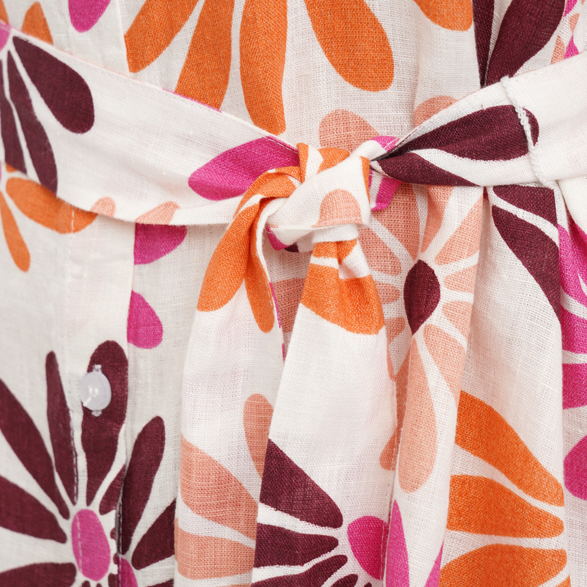 Damen Leinen-Hemdkleid mit Bindeband