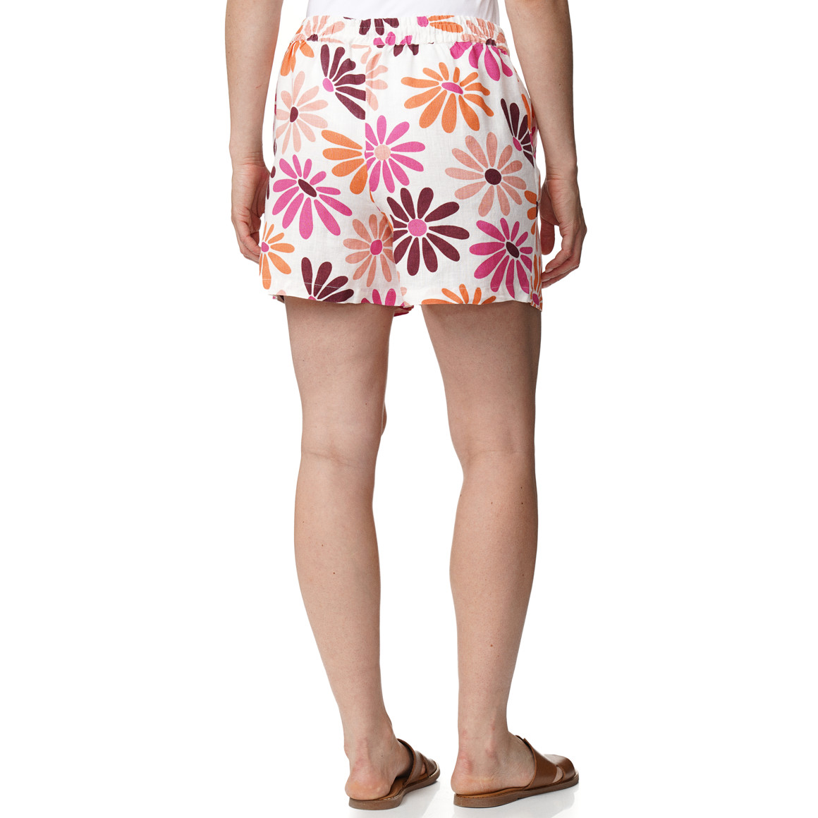 Damen Leinen-Shorts mit Blumen-Print