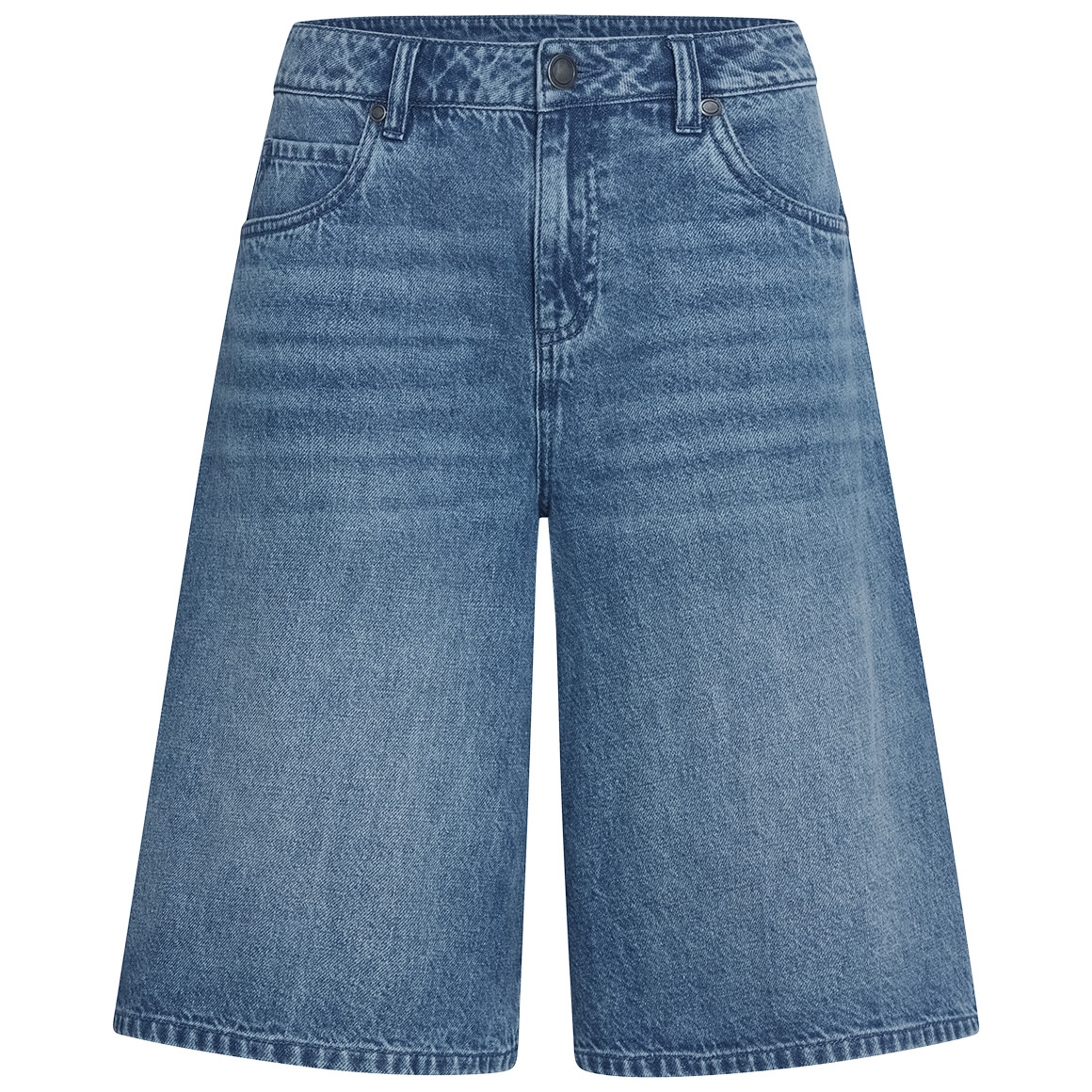 Damen Bermuda-Jeansshorts mit Used-Waschung