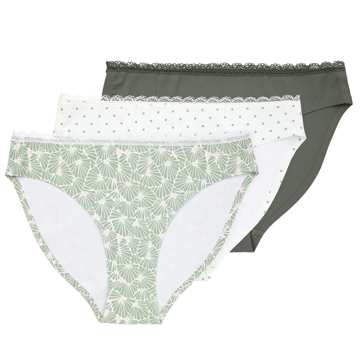 3 Damen Seamless-Slips im Muster-Mix
