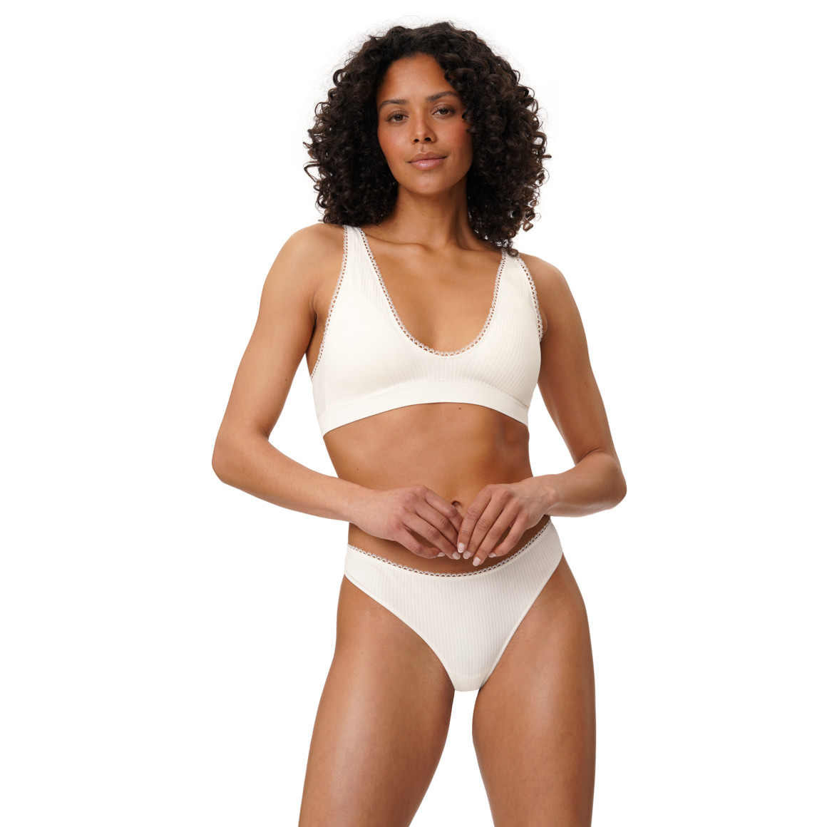 Damen Seamless-String mit Rippstruktur