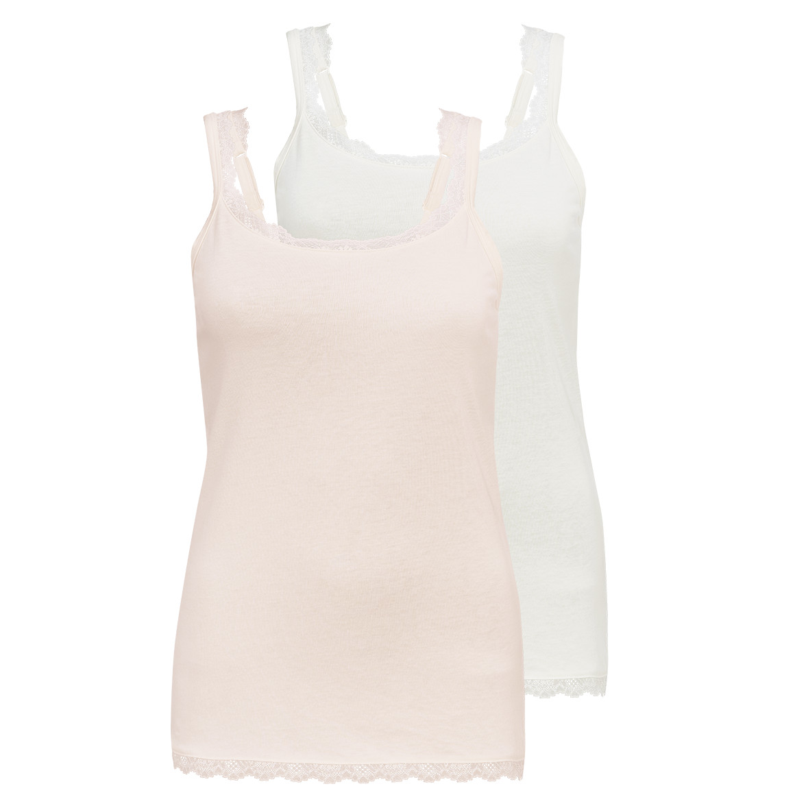 2 Damen Unterhemden mit Spitze