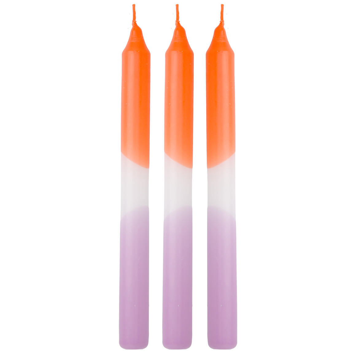3 dinerkaarsen in bonte kleuren