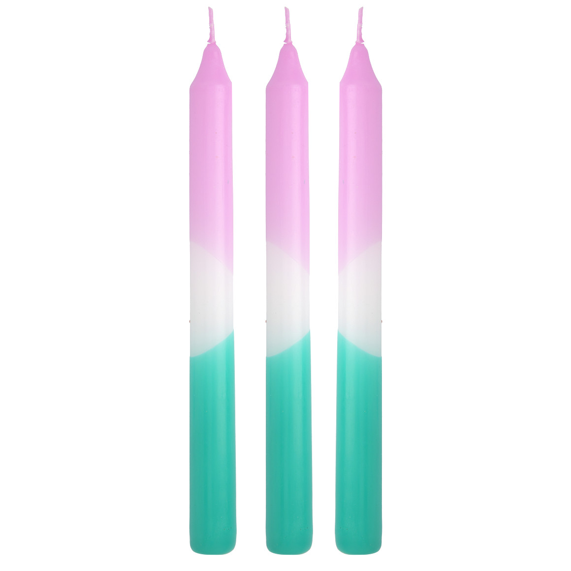 3 Stabkerzen in bunten Farben