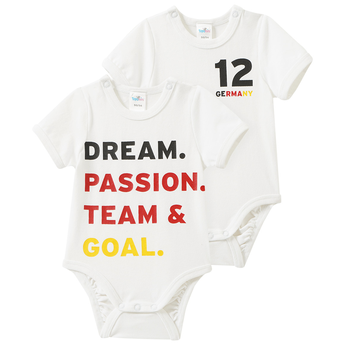 2 Baby Bodys im Fußball-Design
