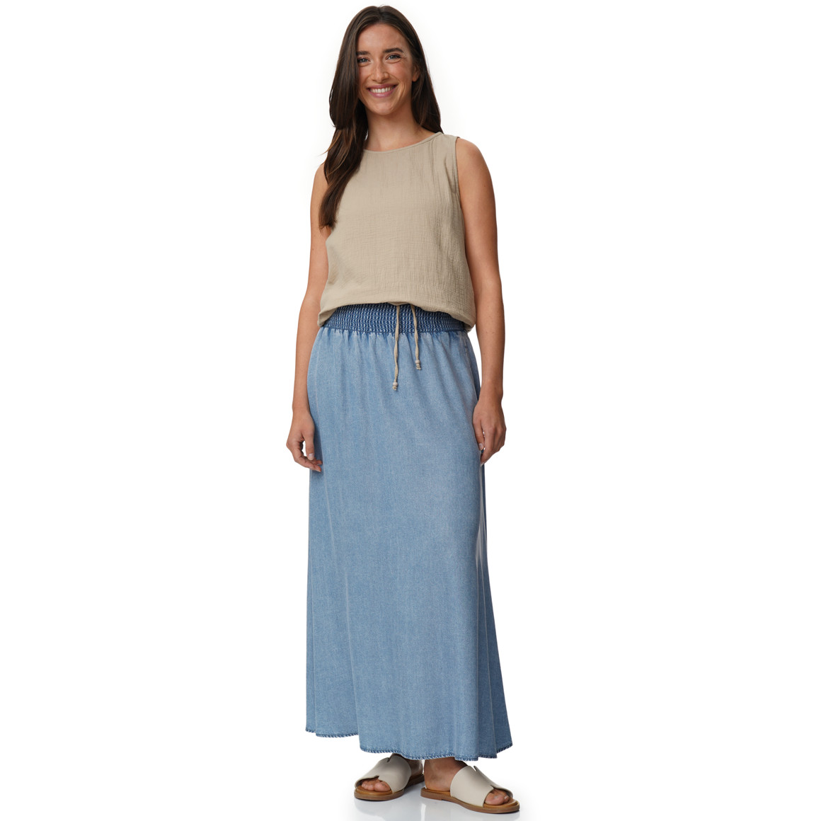 Damen Musselin-Blusentop in Uni