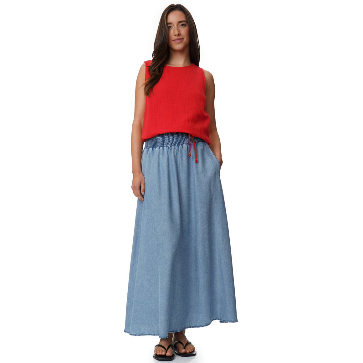 Damen Musselin-Blusentop in Uni