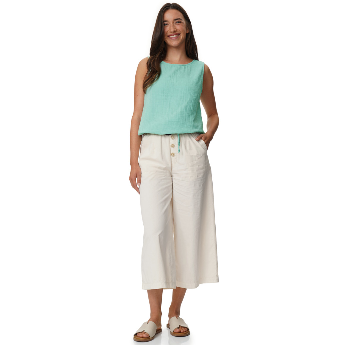 Damen Musselin-Blusentop in Uni