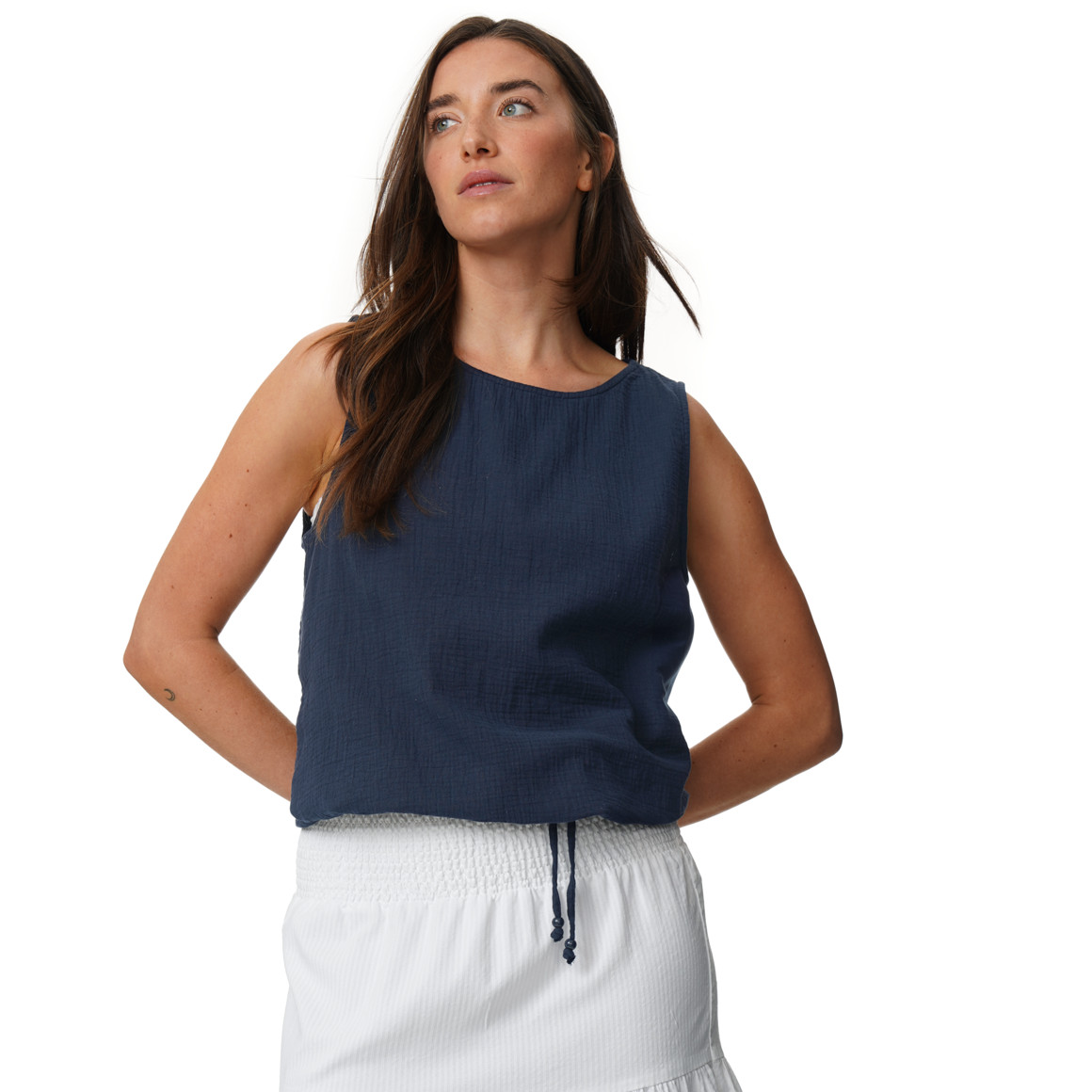 Damen Musselin-Blusentop in Uni